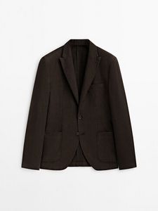 Lněné Oblekové Sako Dyed S Kostkou akce v 3995Kč v Massimo Dutti
