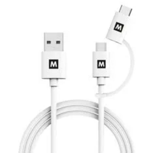 MAX propojovací datový kabel USB 2.0, USB a USB A, micro USB a adapterem USB C 1m, bílá - zánovní akce v 64Kč v Mall